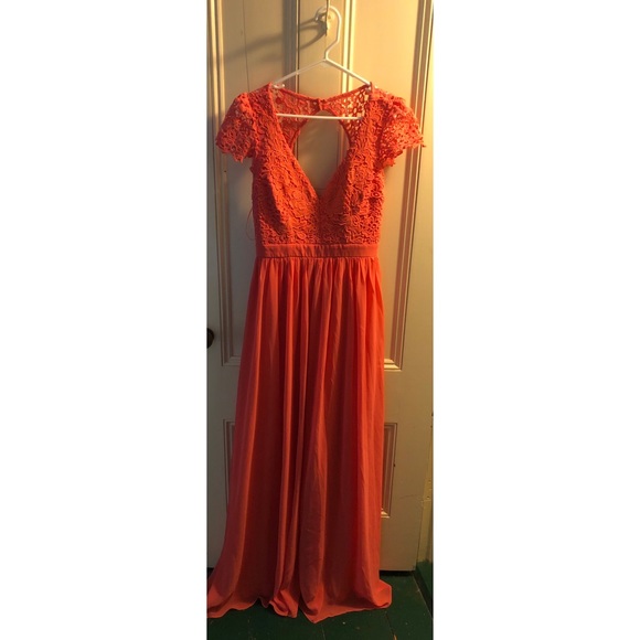Coral formal dress. Size large. - Picture 1 of 2